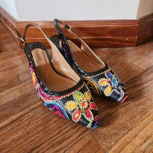 J. Reneé Klaudia Chenille Mesh Slingback Pumps Size 9.5 excellent condition